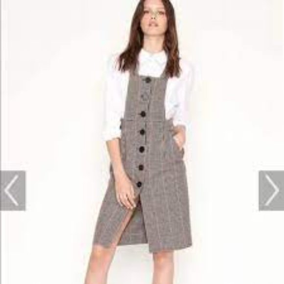 BA&SH Robe Penelope Houndstooth Wool Blend Overall Lady Dress US Size 2 XS NWT - Picture 6 of 16